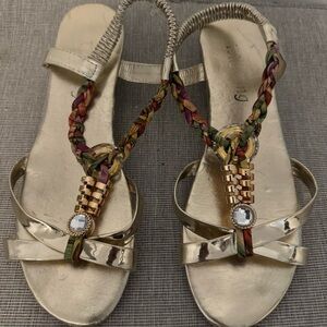Elegant Gold Braided Sandals